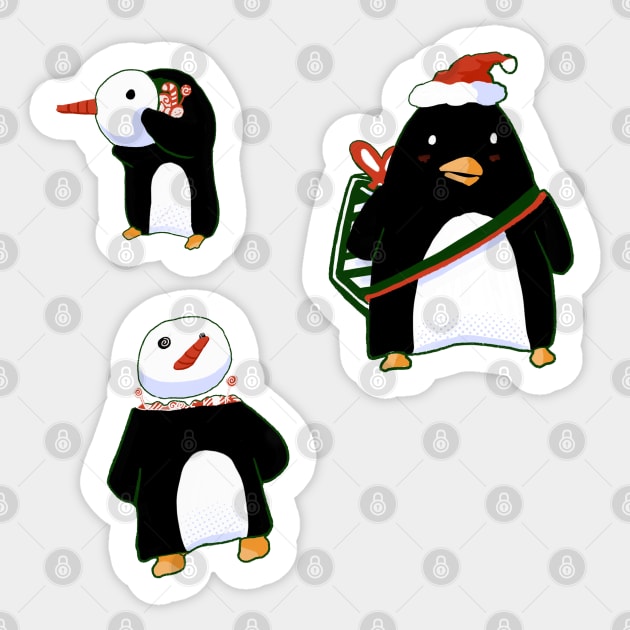 Christmas santa and snowball penguin sticker pack Sticker by Rice Paste